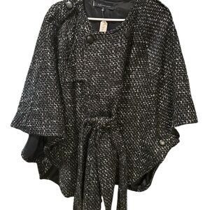 Anne Klein Textured Black and White Poncho